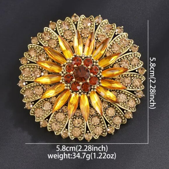 🌺 🌺 🌺 GORGEOUS - Vintage Style Sunflower Brooch Pin - Picture 2 of 3